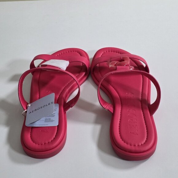 Aerosoles Geraldine Sandals Women US 10M Hot Pink Faux Leather Boho Beach Resort - Picture 8 of 16
